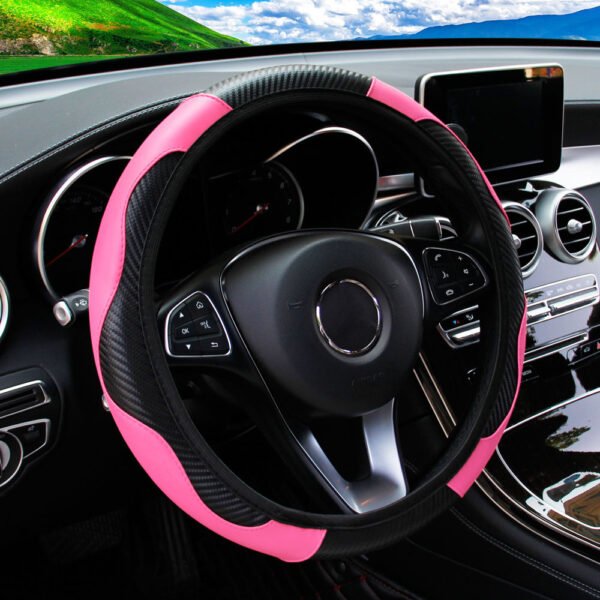 Three-dimensional Honeycomb Steering Wheel Cover Durable Leather Cover with Anti-slip Linning Universal 14.5-15in