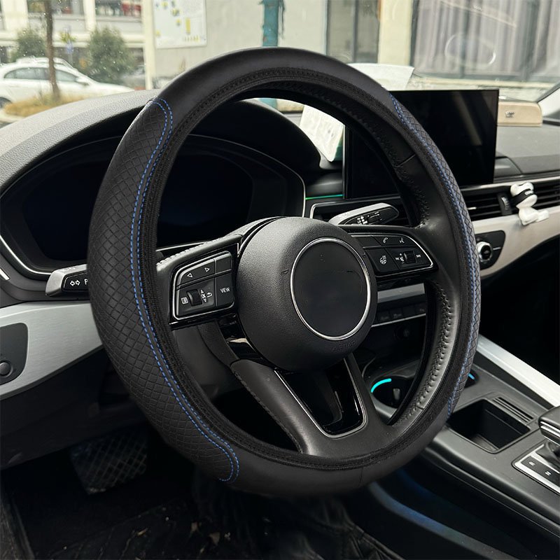 PU Leather Elastic Breathable Stretchable Automotive Steering Wheel Cover Without Inner Ring 15 inch 37-38CM Wheel Guard